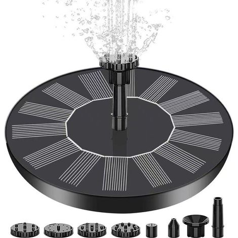 Fontaine Solaire Extérieur Flottante Pompe Bassin Solaire avec 6 Buses pour Bain d'oiseaux Aquarium Jardin Fontaine(1,5W)