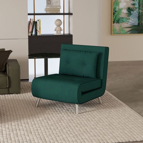 Fauteuil inclinable, fauteuil convertible, capitonnage à boutons, aspect lin, 77 cm x 88 cm x 83 cm, vert