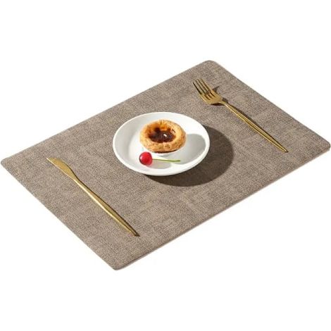 Ensemble de 6 sets de table en cuir PU résistants à la chaleur, imperméables, lavables, antidérapants et faciles à nettoyer, couleur : argile. (1/5)