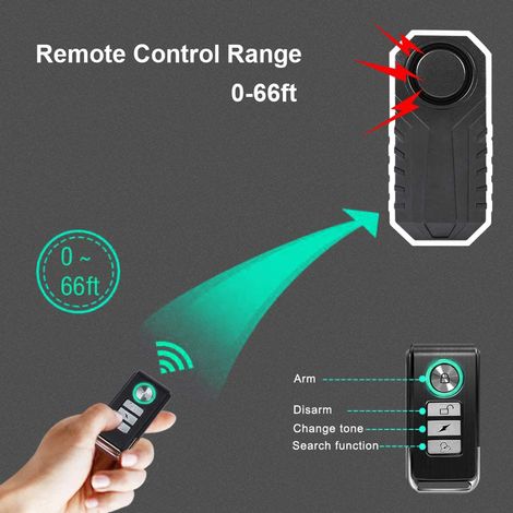 Alarme antivol sans fil 113 dB pour moto, vélo et autres vélos, étanche, avec télécommande. (1/4)