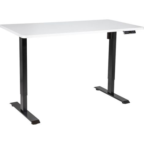Dellonda DH244 White Electric Height Adjustable Standing Desk with Memory, Quiet, 1400x700mm (1/5)
