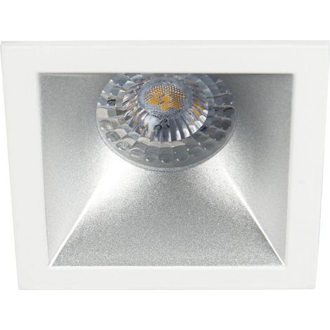 Spot DECO+ GU10 carré fixe, blanc mat/alu laqué IP20 - EUROPOLE - 28010 (1/4)