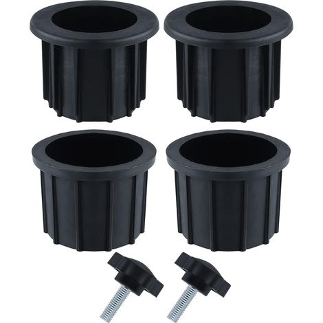 set (6 pezzi) di accessori per ombrellone da balcone, 4 anelli per fori per ombrellone e 2 viti con manopola, accessori per portaombrellone per tavolo da patio, balcone, terrazze (nero)