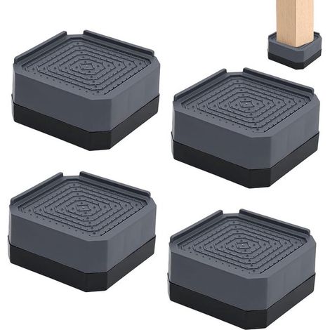 Möbelfüße – Verstellbar – Bettgestellfüße – Tischfüße – Quadratische Stützen – 4er-Set – 8,5 x 8,5 x 4 cm – Braun (1/5)
