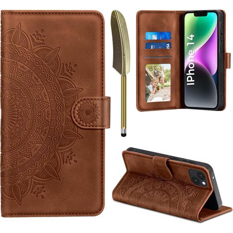 Handyhülle iPhone 14 Leder Klapphülle iPhone 14 Dunkelorange (1/5)