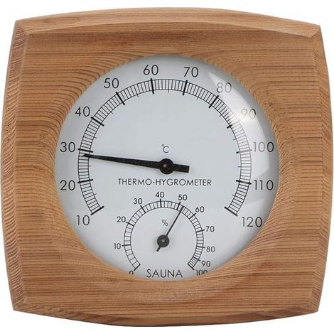 2 en 1 Bois Thermohygromètre Thermomètre Hygromètre Hammam Sauna Fahrenheit Accessoires (1/5)