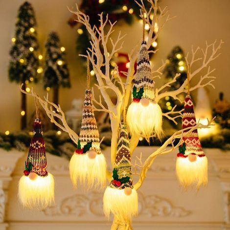 GNOME De Noel Lumineux - Decoration Sapin Noel - Kit Pere Noel Lumineux Petit A Suspendre Assis -Deco Table Fen PERSONNAGES DE NOEL (1/5)