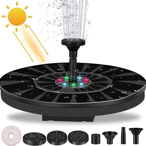 Fontaine solaire avec lumière LED, fontaine flottante