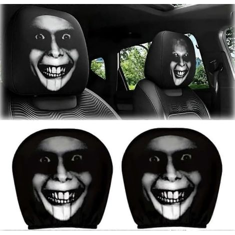 2 housses d'appuie-tête fantômes effrayantes pour Halloween, impression élastique double face, décoration de Noël universelle pour sièges avant de voiture, camion, SUV B (2 pièces) (1/5)