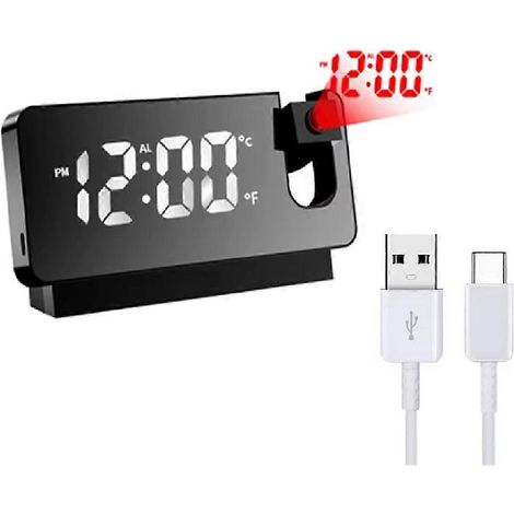 Horloge de projection numérique LED HD avec affichage de la température, décoration intérieure et horloge de bureau. (1/5)