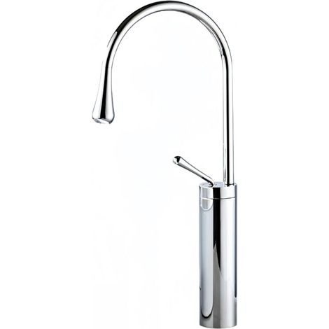 Robinets en cuivre pour vasque, 43 cm de haut, eau chaude et froide, poignée unique, un trou, pour salle de bain, bar commercial, bec long et goutte d'eau en laiton, finition chromée haut de gamme, st (1/3)