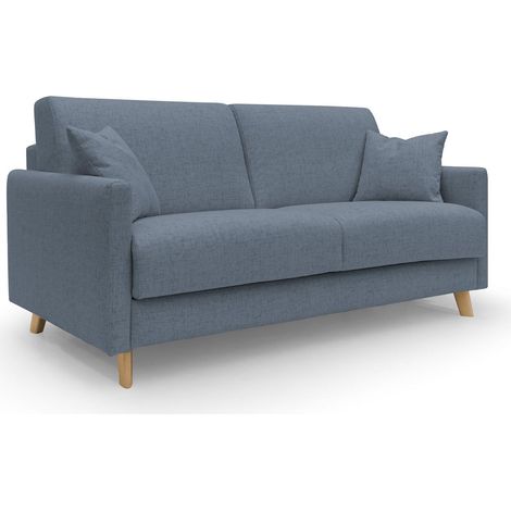Edgar Schlafsofa aus wasserfestem felis Stoff T03 160 cm (mat. 120x197) blau