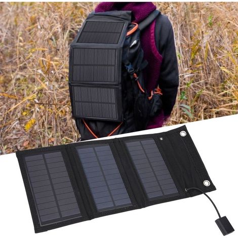 Panneau Solaire Portable 15W Panneau Solaire Portable Pliable Panneau Solaire Imperméable IP65 avec Carabiner pour Camping et Randonnée (1/5)