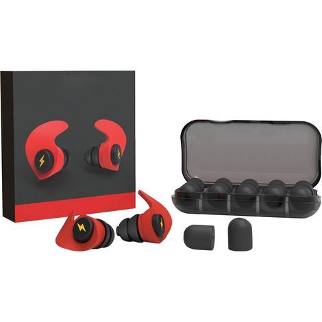 12 bouchons d'oreilles en silicone souple, réducteurs de bruit, protection auditive pour sommeil, couleur rouge, lot de 12 (1/5)