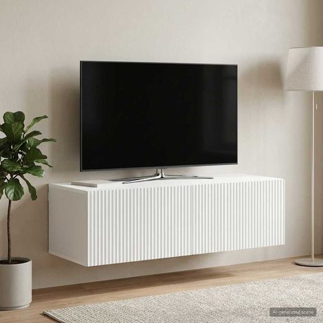 Wandmontierter TV-Schrank Weiß 98 x 41 x 30 cm Holzwerkstoff (1/5)