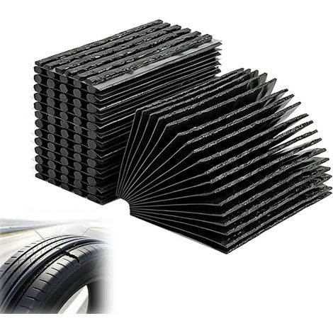 Mèche Réparation Pneu Bande Vulcanisation 100x3,5mm Voiture Moto Camion Kit Crevaison Tubeless Auto-Obturant Noir Secours Accessoire Auto Quad Tondeuse Sans Colle (1/3)