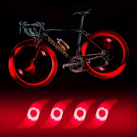 x LED-Fahrradspeichenlichter, wasserdichte LED-Fahrradspeichenlichter mit 3 Blinkmodi, LED-Fahrradspeichenlampe für Erwachsenen- und Kinderfahrräder – Rot (1/5)