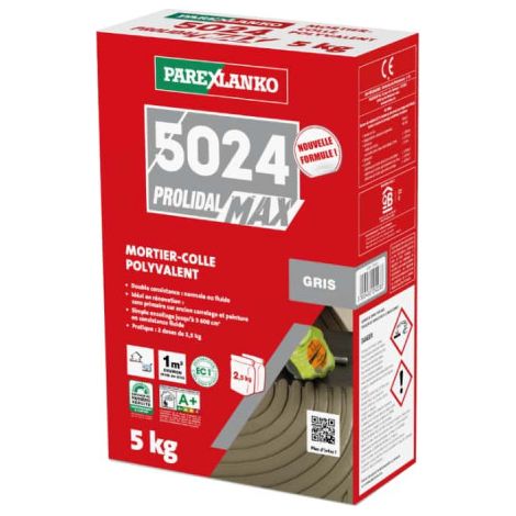 Verbesserter Fliesenkleber PAREXLANKO 5024 Prolidal Max - Grau - 5 kg - L5024GR05