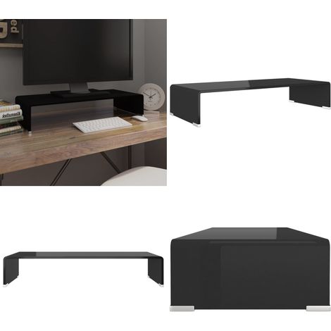 Mobile/Rialzo Porta TV in Vetro Nero 70x30x13 cm - Rialzo TV - Mobile TV
