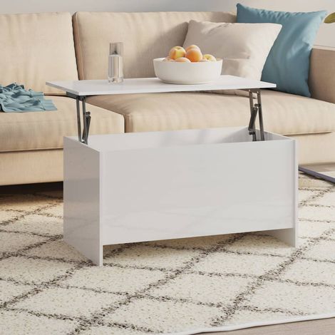 Table basse Table de salon Bout de canapé Blanc brillant 102x55,5x52,5 cm Bois d'ingénierie 79453 (1/5)