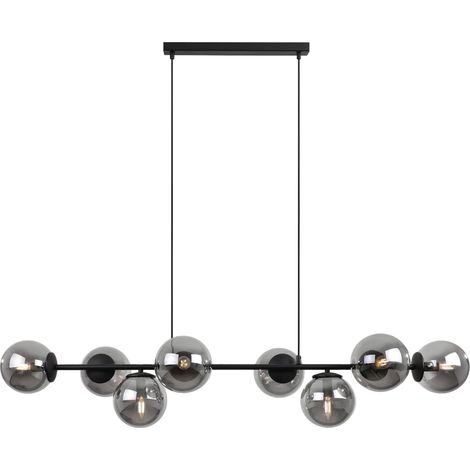 SUSPENSION SIENA NOIRE 8 ABAT-JOUR PLATS EN GRAPHITE E14 (1/5)