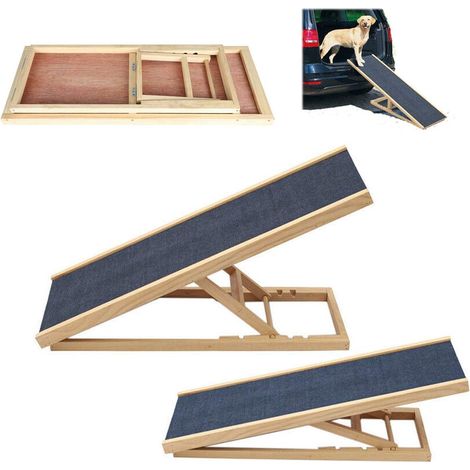 100cm Lang Hölzerne Hundetreppe Hunderampe für Auto Höhenverstellbar Hunderampe Für Auto Für Großen Hund Haustier Rampe, Anti-rutsch (1/5)