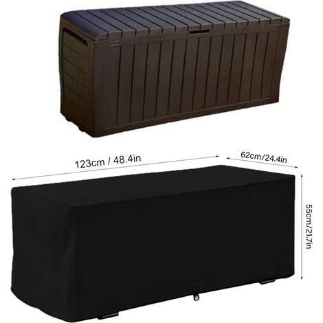 Housse de Protection Imperméable Anti-UV pour Coffre de Terrasse Outdoor - Oxford 210D 123x62x55cm Noir avec Sac de Stockage (1/5)