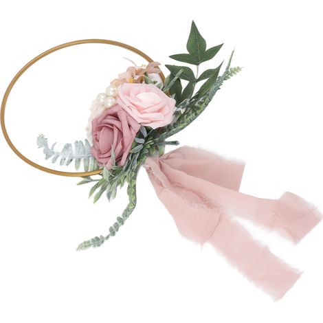 Couronne de plantes succulentes artificielles en mousse de fer, couronne de verdure portable pour la mariée et les célébrations de mariage. (1/5)