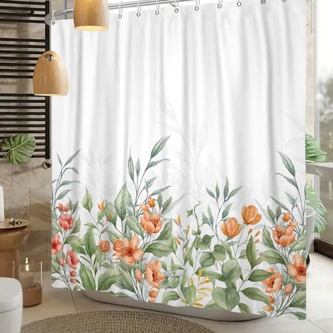 Cortina de ducha, Con anillas, 180 x 180 cm, Impermeable, Colorida, Poliéster, Lavable, Cortina de baño, Antimoho, Accesorios de baño (1/5)