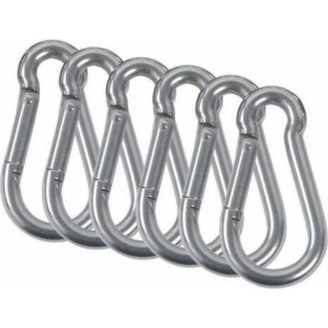YMYNY M5 Mousquetons Acier Inoxydable 304 Mousqueton Pompier Ressort Avec Mousqueton De Fixation Pour Camping Randonnée Hamac Balancoire 6Pcs (1/3)