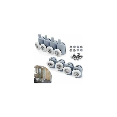 Ulisem Lote de 8 ruletas Coulissantes Porte, 23 mm Galet Rouleau Roulette Roue pour Cabine Salle de Bain