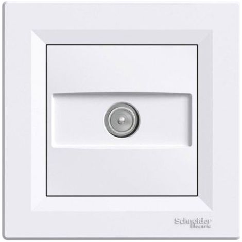 Schneider Electric – Prise TV encastrable – Connecteur mâle 9,5 mm – Impédance de fin de ligne – Pour systèmes de distribution en parallèle et série – Blanc