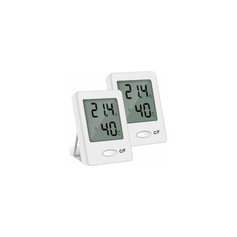 Thermomètre Hygromètre Intérieur Numérique - Haute Précision - Portable (Blanc) - Lot de 2 (1/4)