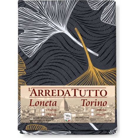 Serviette d'ameublement pétales en or 100 % coton fabriqué en Italie Couvre-lit de canapé Cm. 260x280 (1/5)