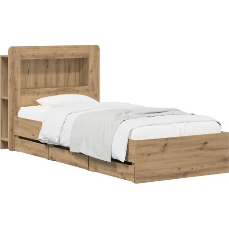vidaXL Bed Frame with Storage and Headboard Artisan Oak 90 x 200 cm (1/5)