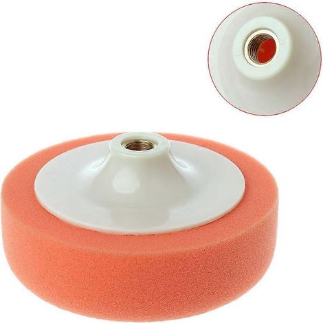 Tampon de polissage éponge orange de 15 cm (6 pouces) pour voiture, idéal pour l'application de cire sur les jantes. (1/4)