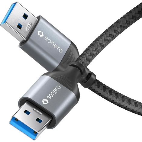 Câble de données USB-A vers USB-A, câble de connexion, câble USB Type A, USB 3.0, 5 Go/s, gris sidéral/noir, 3,00 m (1/5)