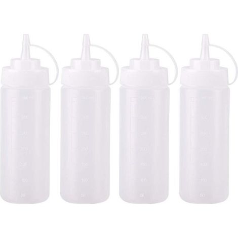 Confezione da 4 flaconi a pressione, flaconi per spezie, flaconi per condimenti per insalata, flaconi in plastica a pressione, flaconi per spezie da cucina, contenitori per spezie con beccuccio versat (1/5)