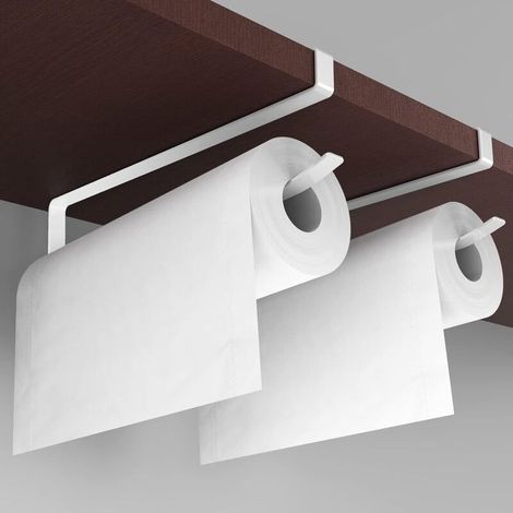 Porte-tasses à café sous meuble - sans perçage, pour suspendre torchons, ustensiles de cuisine, tasses, etc., 2 pièces, blanc. (1/5)
