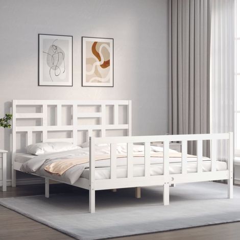 Massivholzbett ohne Matratze Weiß 160x200 Kiefernholz vidaXL (1/5)