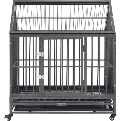 Cage pour chien avec roues et toit Acier 92x62x106 cm (1/5)