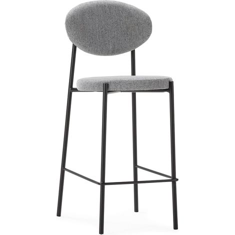 Tabouret de bar en tissu gris et métal noir - gris et noir (1/5)