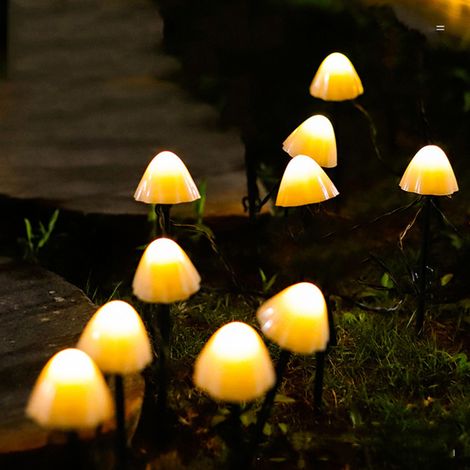 Lampes solaires champignon – Lot 10 – 8 modes – Jardin/Allée/Pelouse – Halloween/Noël/Mariage (1/5)