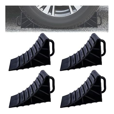 Wheel Chock with Handle, 180 x 90 x 110 mm, Plastic Brake Chocks, Trailer Chocks, Chock for Car, Caravan, Camper (Black) (1/5)