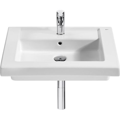 Lavabo de porcelana mural o de sobremueble centrado PRISMA - ROCA Medidas: 600x450x130 mm (1/2)