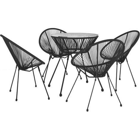 Ensemble de salle à manger de jardin meuble extérieur 5 pièces noir