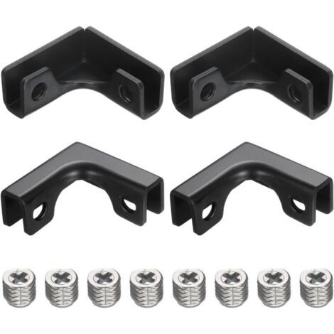 Pair Lntyq 4Pcs Attache Fixation Verre, Pour 3-7mm Support Fixation Verre En L, Attache Renforcée En Alliage D'Aluminium Pour Vitrine, Aquarium (Noir) (1/5)