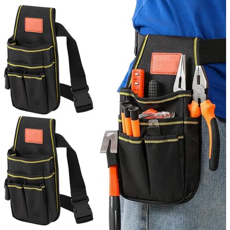 CCYKXA 2er-Pack Werkzeugtaschen, Mehrzweck-Werkzeugtaschen für Herren mit 14 Taschen für Elektriker, Tischler, Bauarbeiter (1/5)