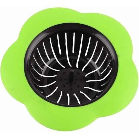 Évier en Plastique Douche Drain Crépine Générique Hair Catcher Panier Filtre pour Cuisine Salle de Bains Drain de Sol Balcon Trou de Drainage Baignoire Lavabo(Vert)