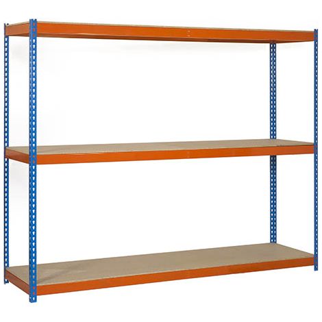 SimonRack Scaffale Industriale, 1500x1500x600 mm, 3 Ripiani in Legno, Portata 600 kg per Ripiano, Scaffale Carichi Pesanti, Blu/Arancione/Legno – Simonforte (1/3)
